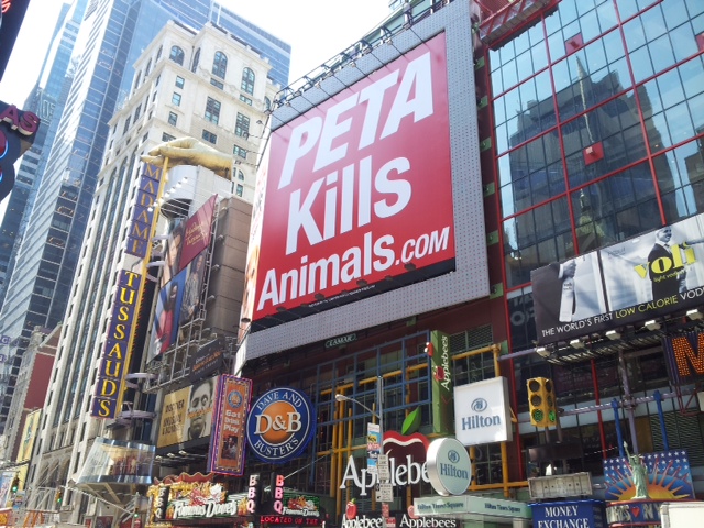 PETA Kills Animals ad in NYC Times Square